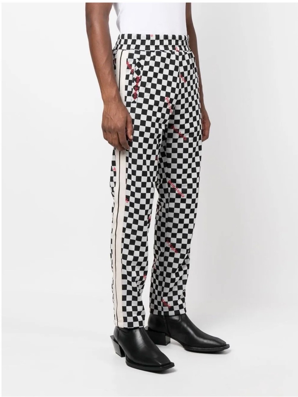 Palm Angels Men's Jacquard track pants Black x White size LARGE MADE in ITALY